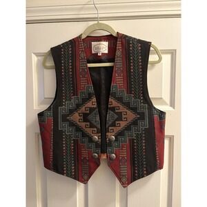 WRAPS Vintage Southwestern Designer Vest Size Medium PTP 18.5" Western